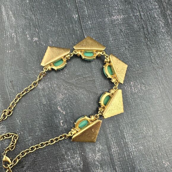 Stella Dot Necklace Turquoise Color Stone Rhinestone Gold-tone Chain Chunky 21" - Picture 7 of 8